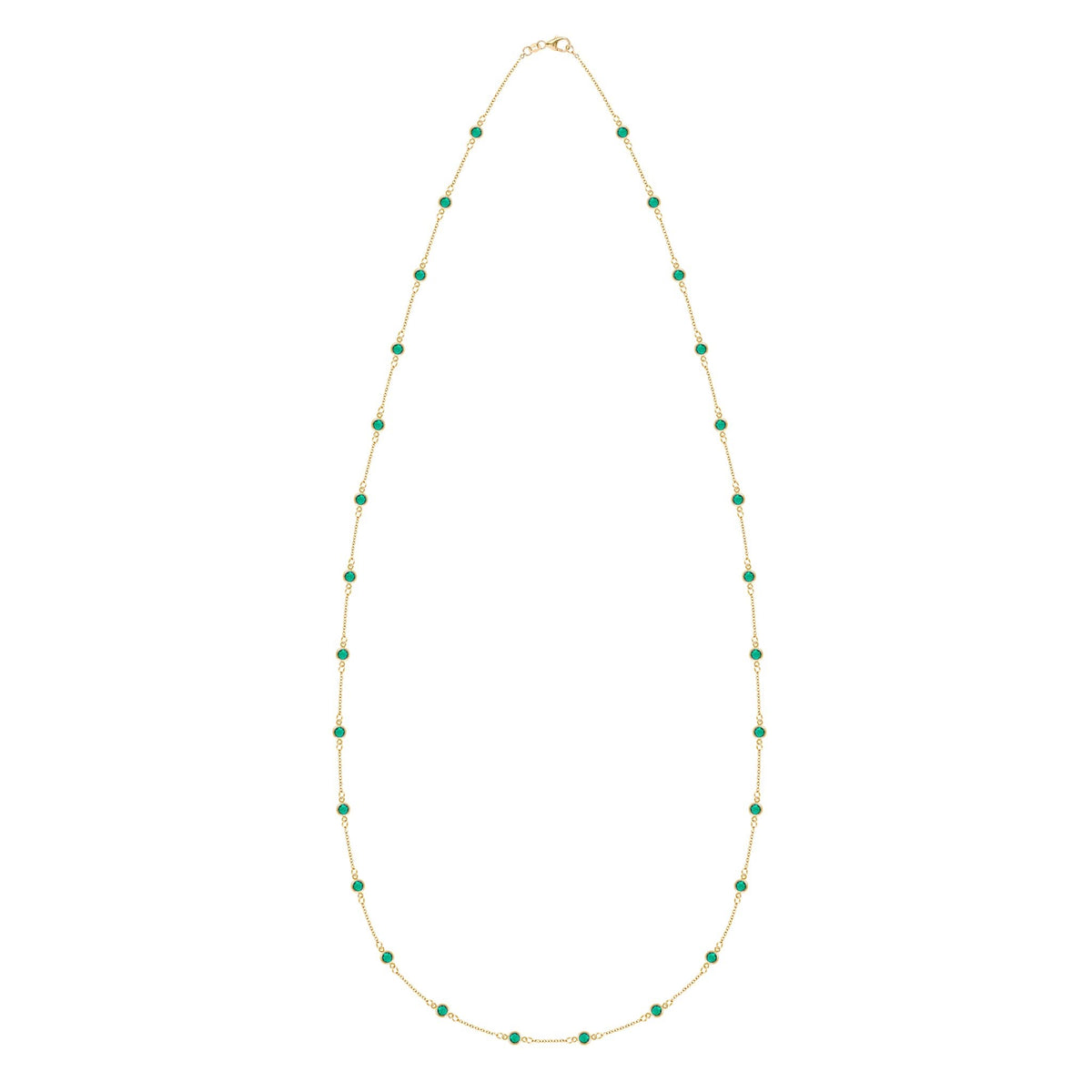 Bayberry Emerald Long Necklace in 14k Gold (May)