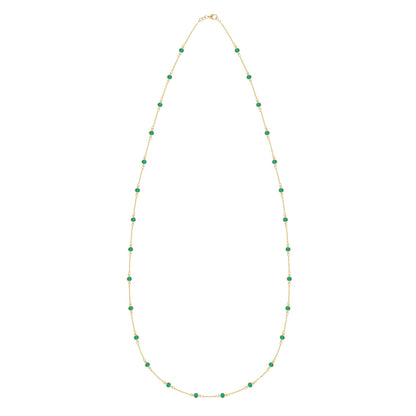 Bayberry Emerald Long Necklace in 14k Gold (May)