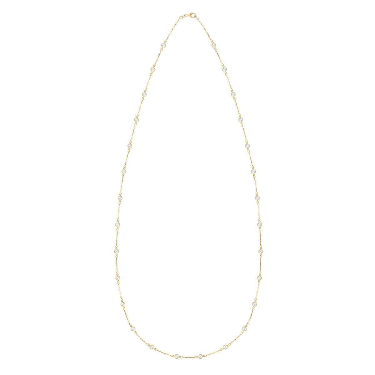 Bayberry Moonstone Long Necklace in 14k Gold (June)