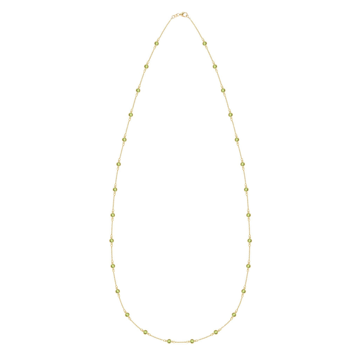 Bayberry Peridot Long Necklace in 14k Gold (August)