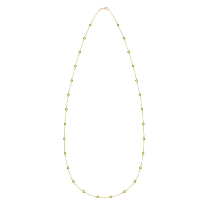 Bayberry Peridot Long Necklace in 14k Gold (August)