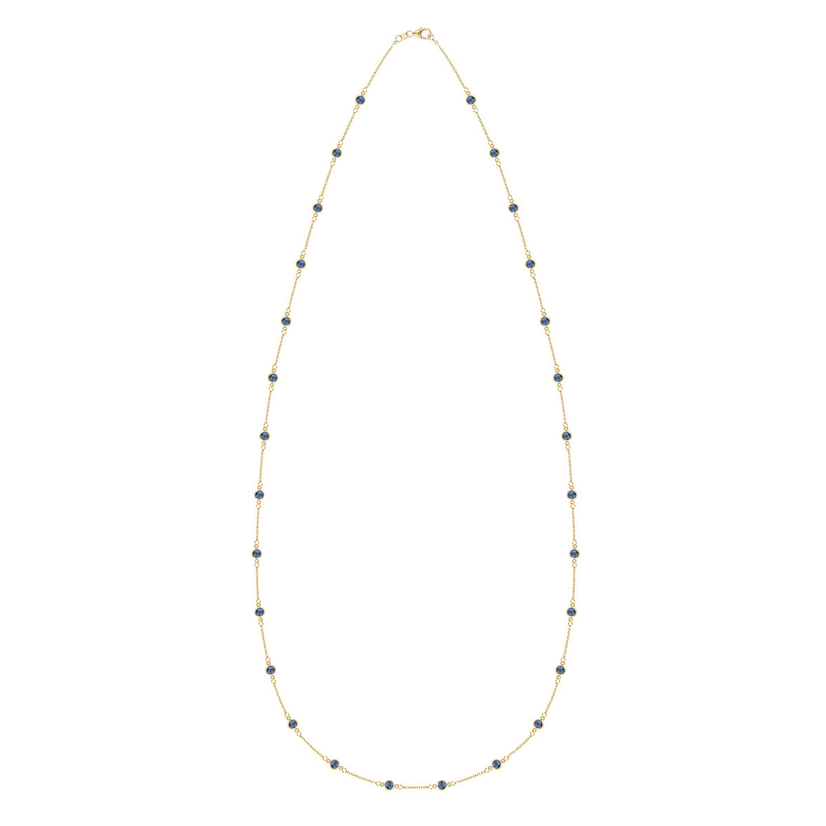 Bayberry Sapphire Long Necklace in 14k Gold (September)