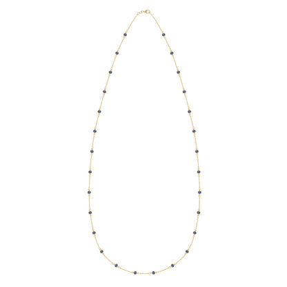 Bayberry Sapphire Long Necklace in 14k Gold (September)