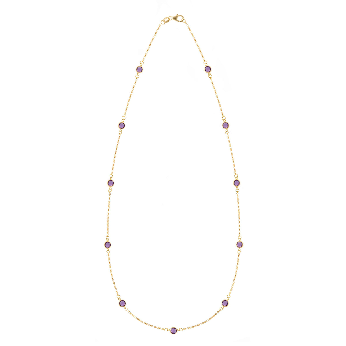 Bayberry 11 Amethyst Necklace in 14k Gold (February)