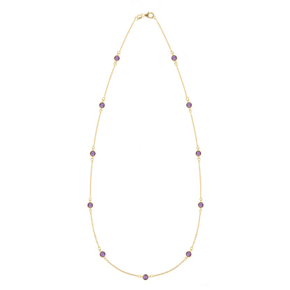 Bayberry 11 Amethyst Necklace in 14k Gold (February)