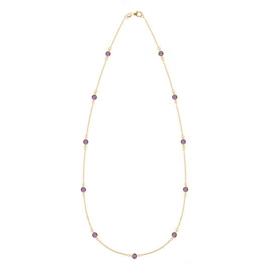 Bayberry 11 Amethyst Necklace in 14k Gold (February)