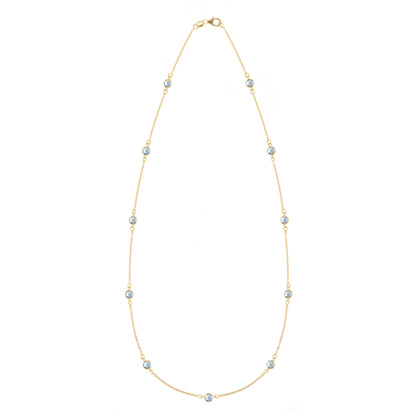 Bayberry 11 Aquamarine Necklace in 14k Gold (March)