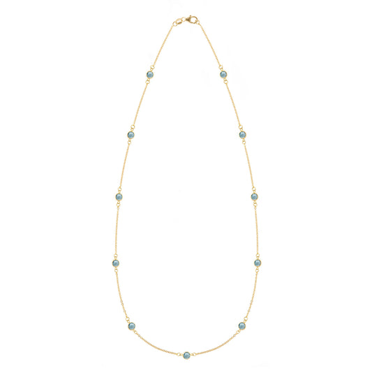 Bayberry 11 Nantucket Blue Topaz Necklace in 14k Gold (December)
