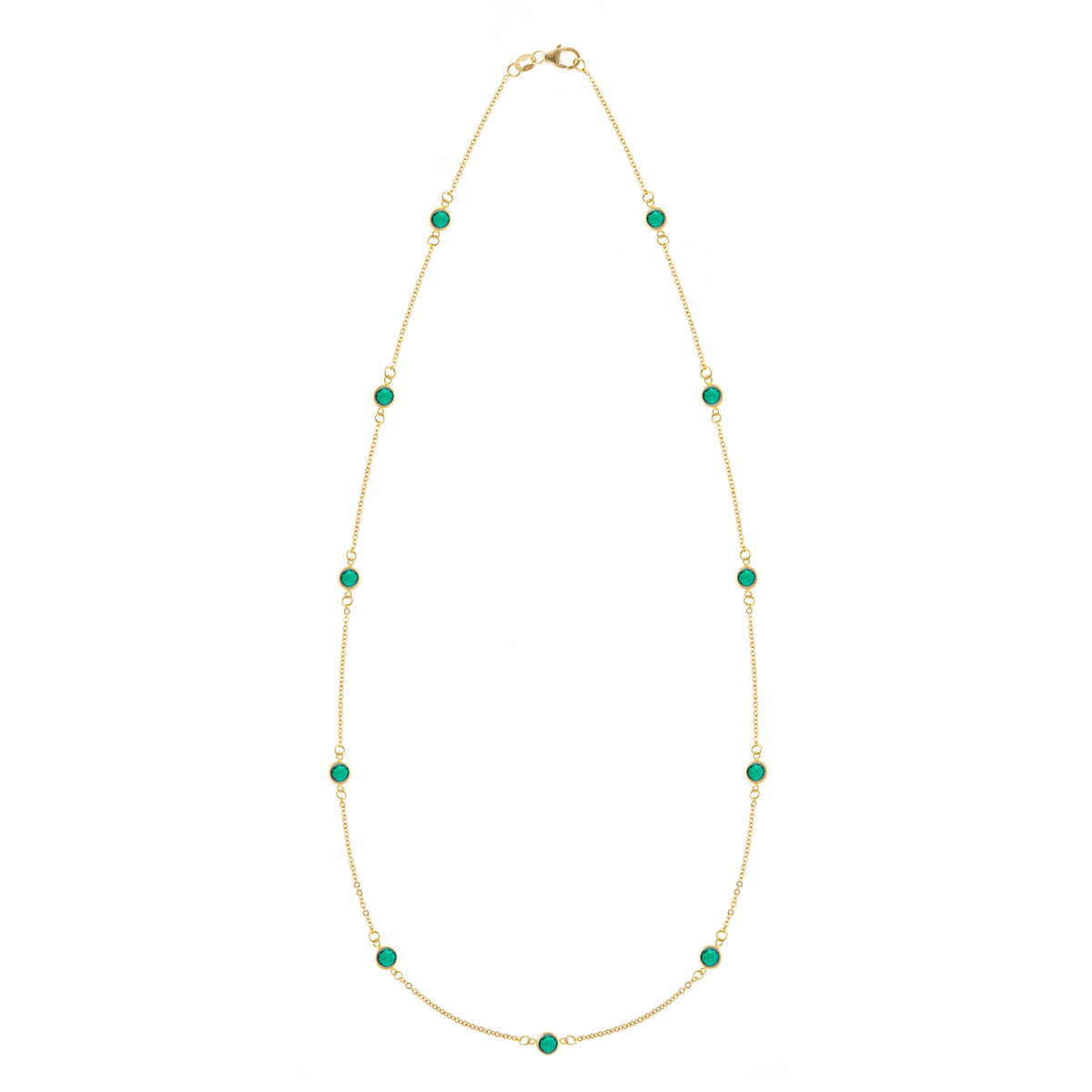 Bayberry 11 Emerald Necklace in 14k Gold (May)