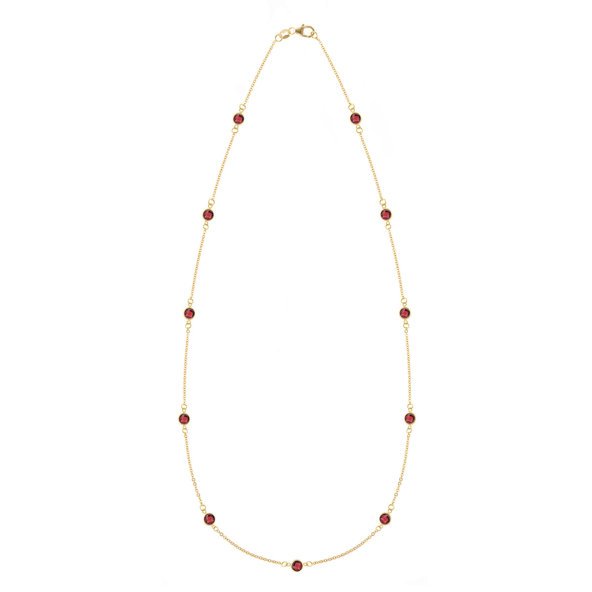 Bayberry 11 Garnet Necklace in 14k Gold (January)