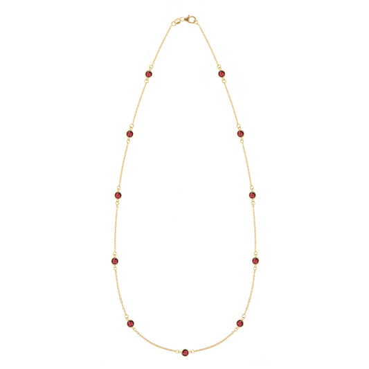 Bayberry 11 Garnet Necklace in 14k Gold (January)