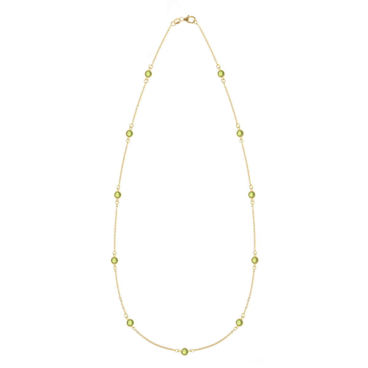 Bayberry 11 Peridot Necklace in 14k Gold (August)