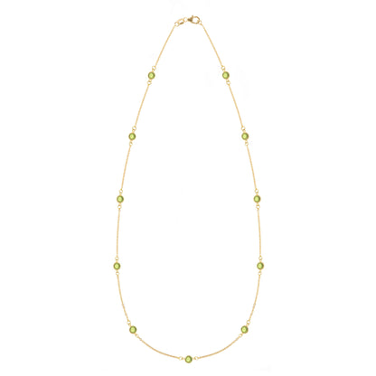 Bayberry 11 Peridot Necklace in 14k Gold (August)