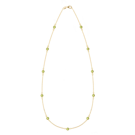 Bayberry 11 Peridot Necklace in 14k Gold (August)