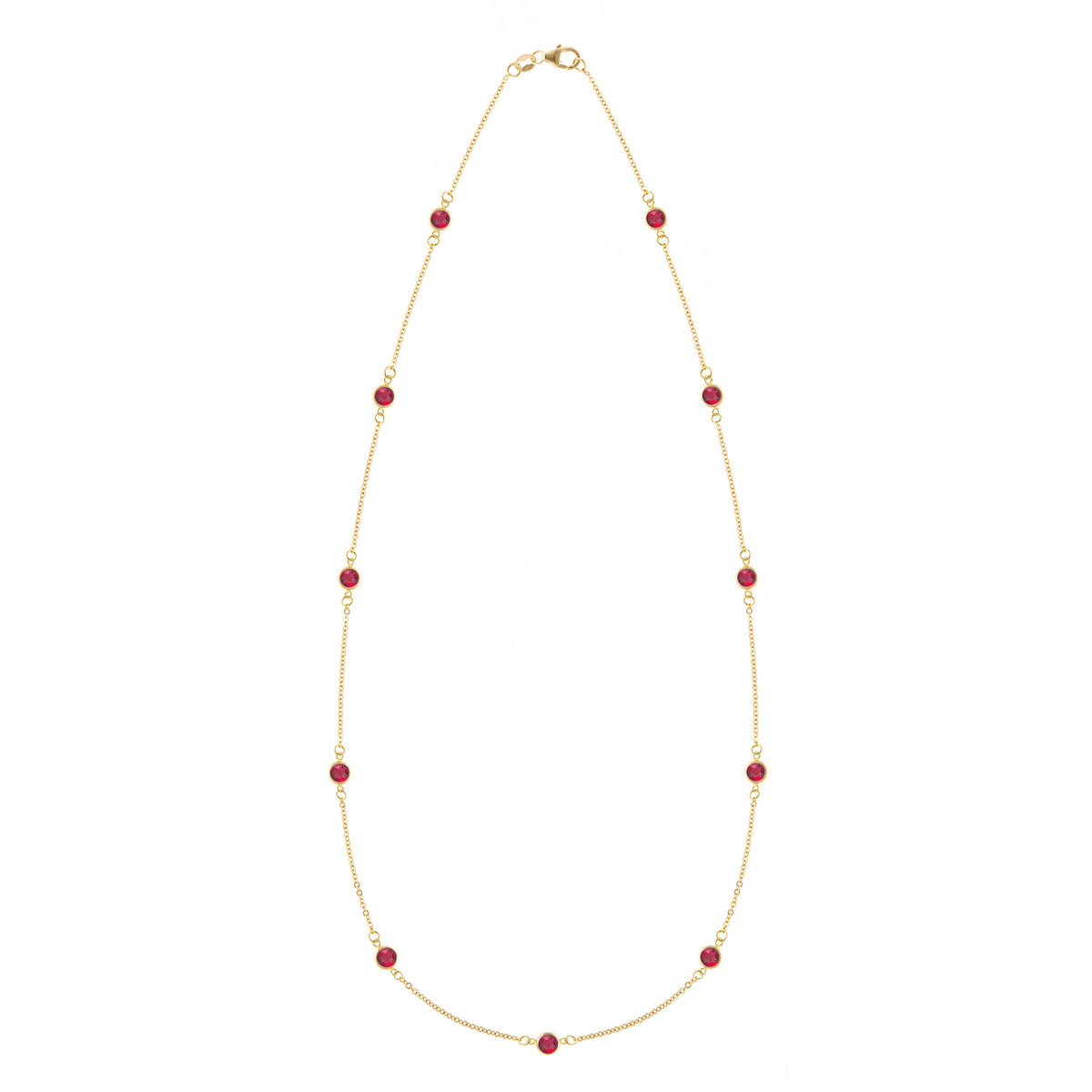 Bayberry 11 Ruby Necklace in 14k Gold (July)