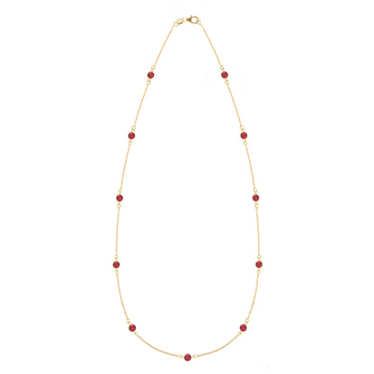 Bayberry 11 Ruby Necklace in 14k Gold (July)