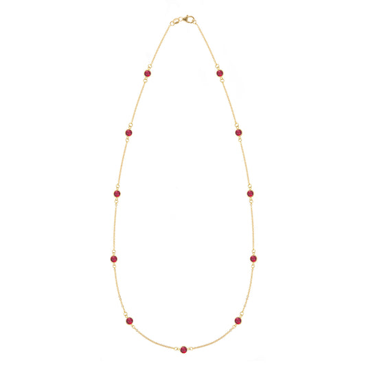 Bayberry 11 Ruby Necklace in 14k Gold (July)
