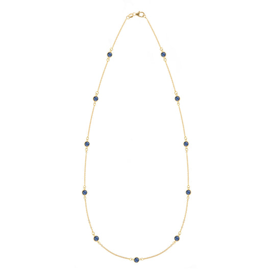 Bayberry 11 Sapphire Necklace in 14k Gold (September)