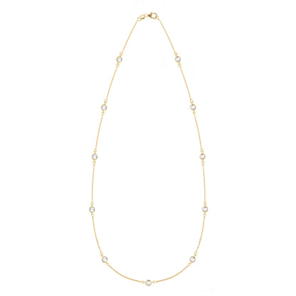 Bayberry 11 White Topaz Necklace in 14k Gold (April)