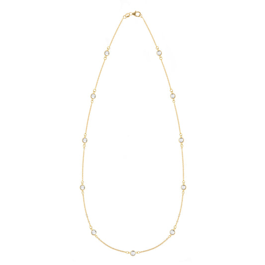 Bayberry 11 White Topaz Necklace in 14k Gold (April)