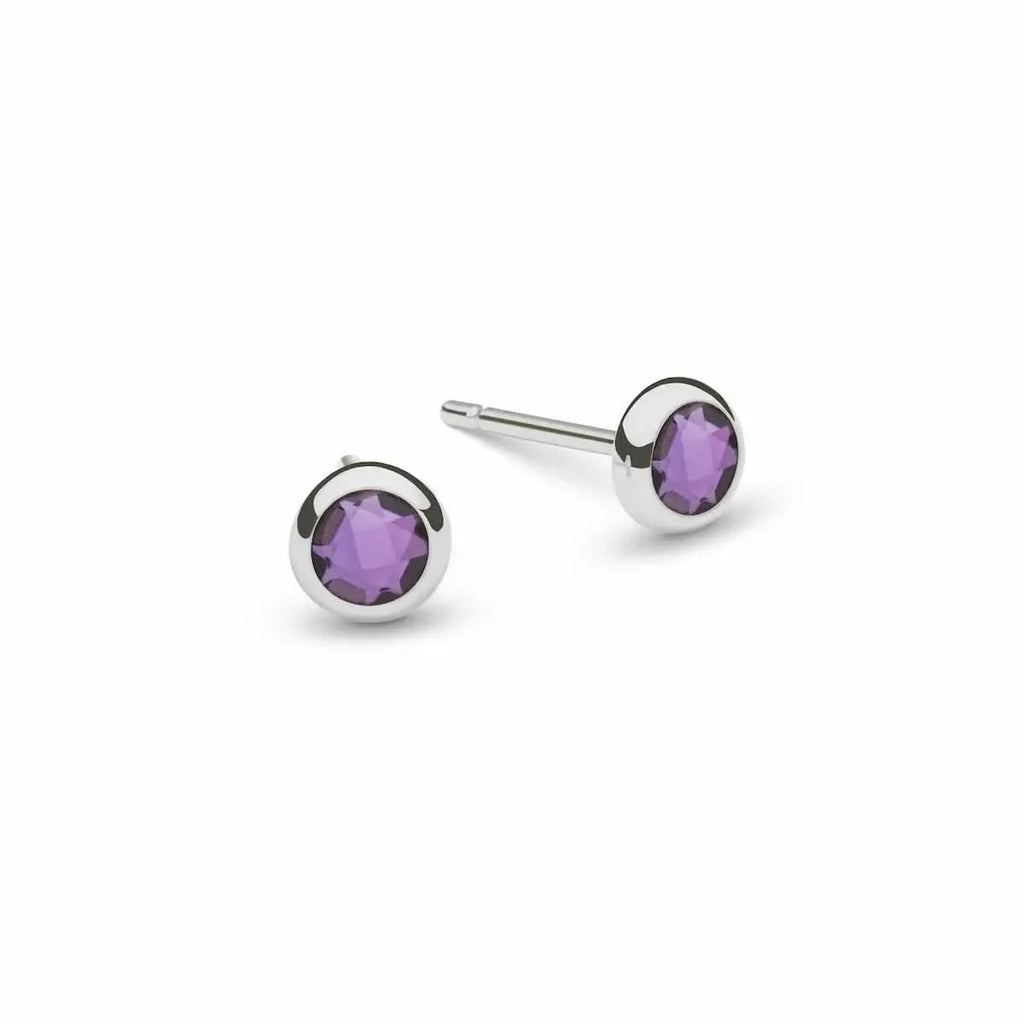 Petite Amethyst Stud Earrings in 14k Gold (February)