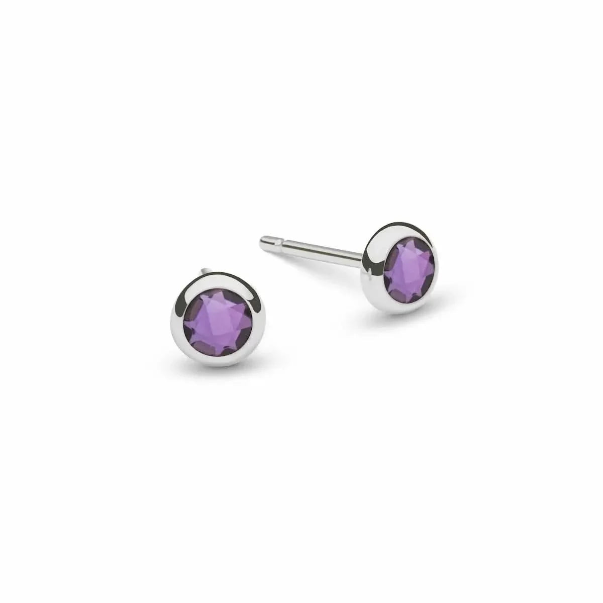 Petite Amethyst Stud Earrings in 14k Gold (February)