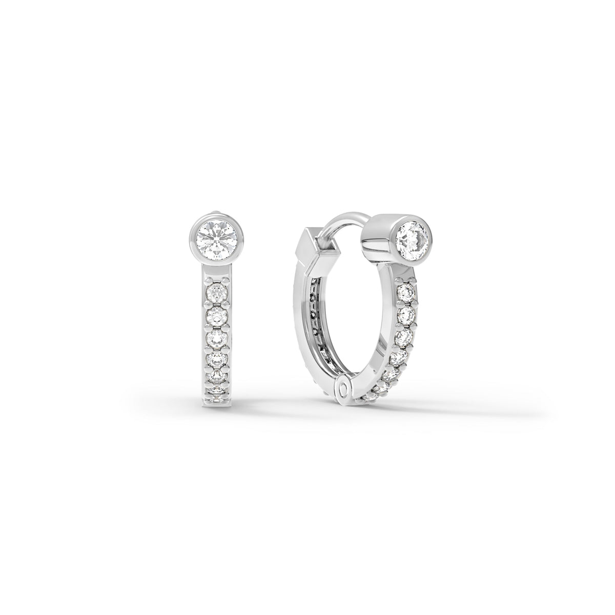 Diamond Medium Huggie Hoops in 14k Gold (April)
