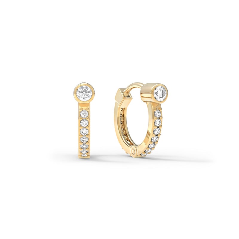 Diamond Medium Huggie Hoops in 14k Gold (April)