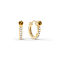 Citrine Medium Huggie Hoops with Diamonds in 14k Gold (November)
