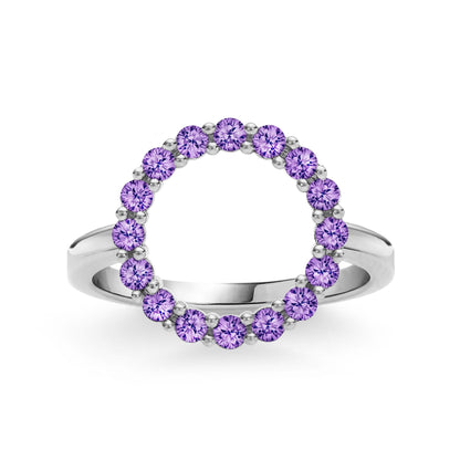 Rosecliff Circle Amethyst Ring in 14k Gold (February)