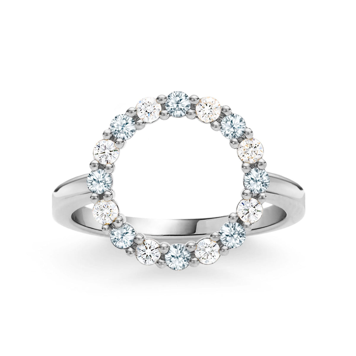 Rosecliff Circle Diamond & Aquamarine Ring in 14k Gold (March)