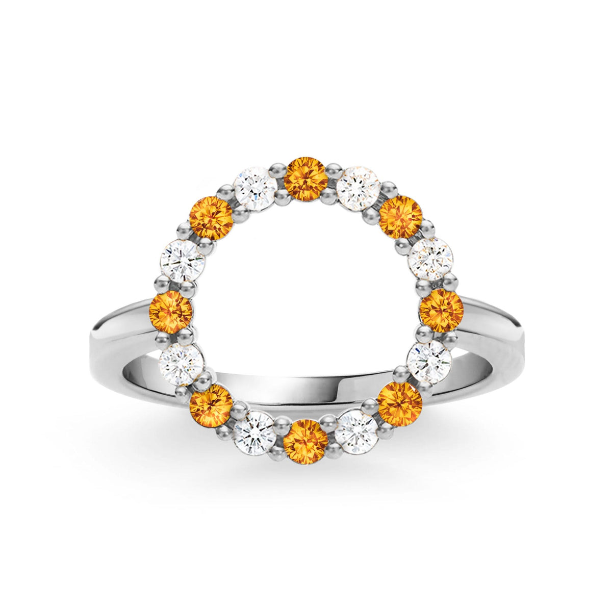 Rosecliff Circle Diamond & Citrine Ring in 14k Gold (November)