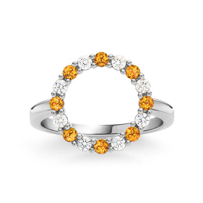Rosecliff Circle Diamond & Citrine Ring in 14k Gold (November)
