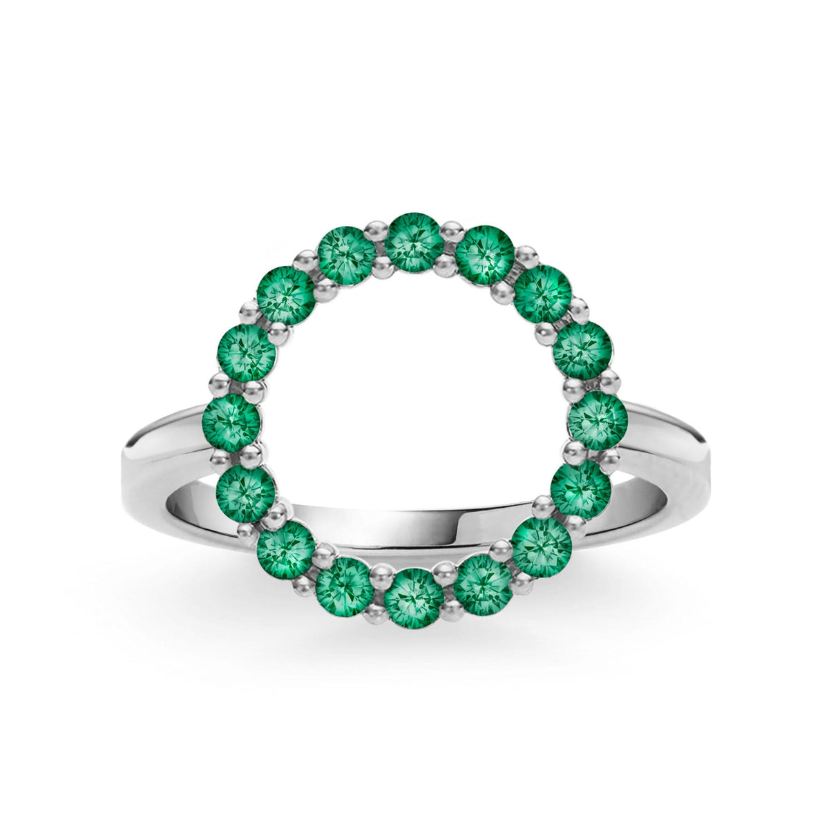 Rosecliff Circle Emerald Ring in 14k Gold (May)