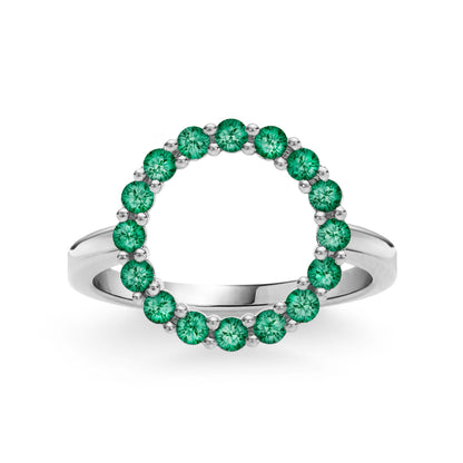 Rosecliff Circle Emerald Ring in 14k Gold (May)