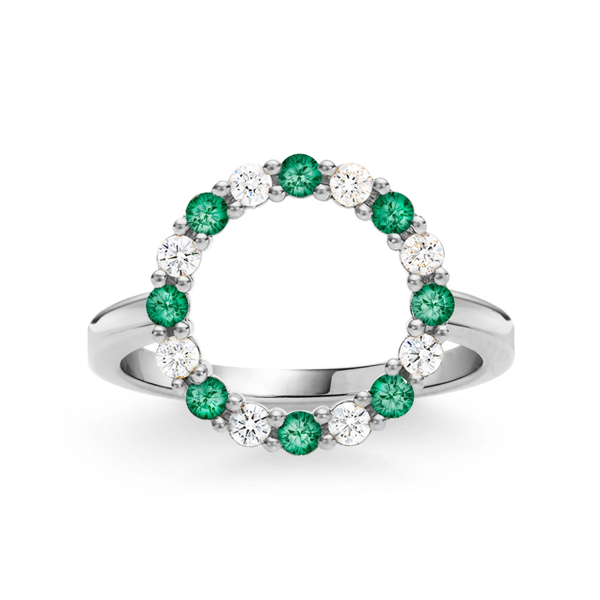 Rosecliff Circle Diamond & Emerald Ring in 14k Gold (May)