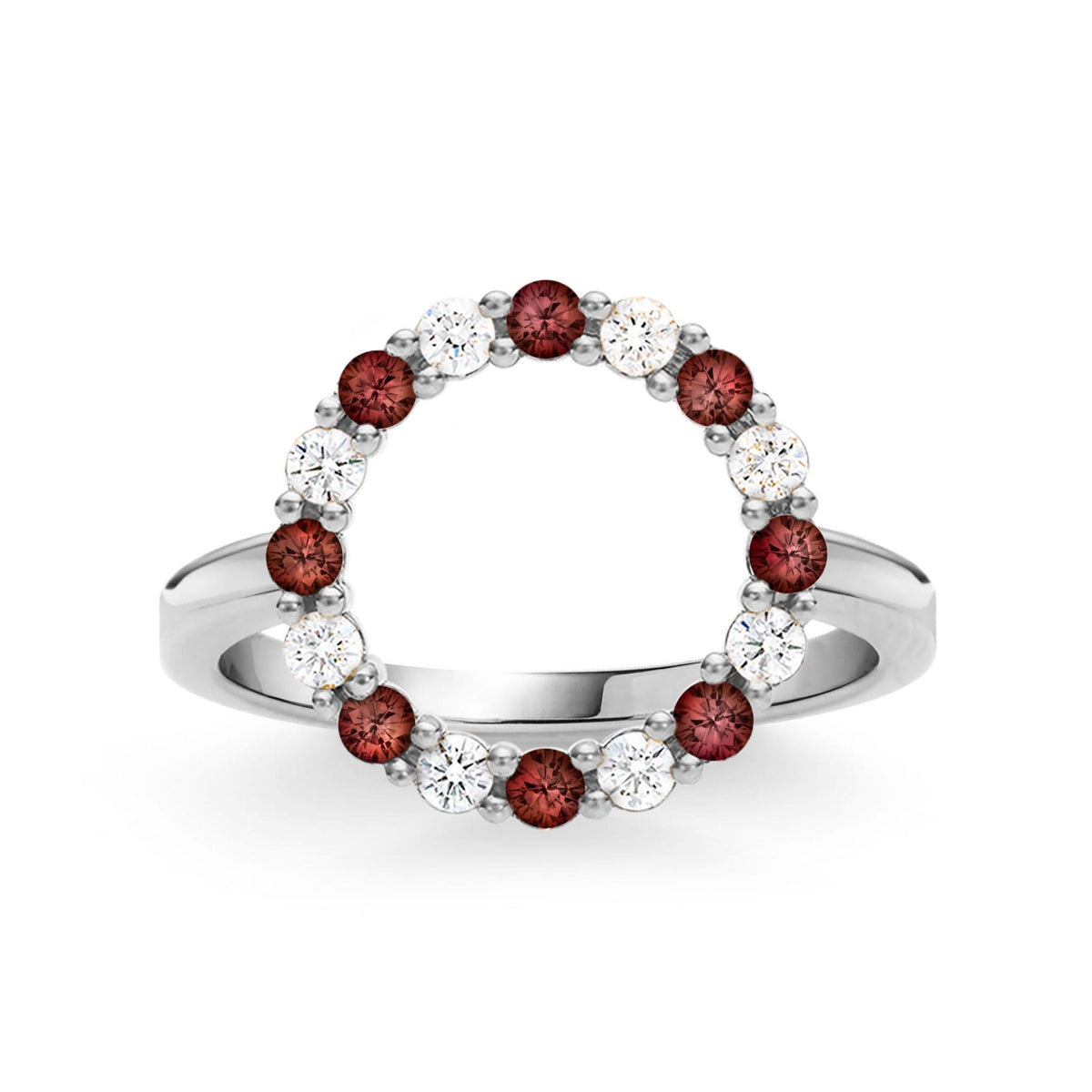 Rosecliff Circle Diamond & Garnet Ring in 14k Gold (January)