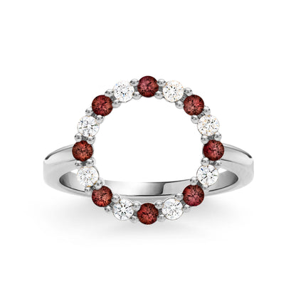 Rosecliff Circle Diamond & Garnet Ring in 14k Gold (January)