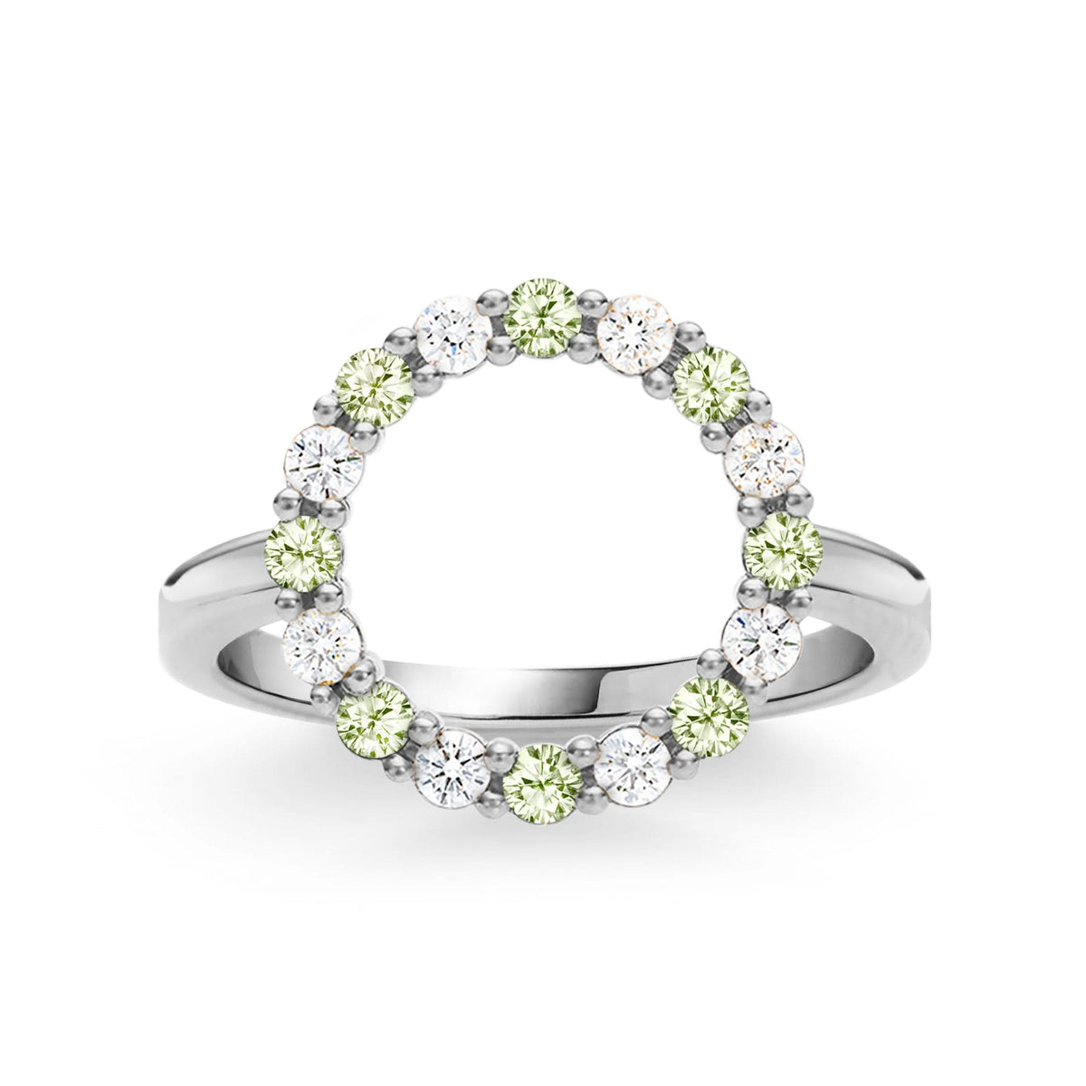 Rosecliff Circle Diamond & Peridot Ring in 14k Gold (August)
