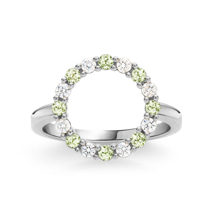 Rosecliff Circle Diamond & Peridot Ring in 14k Gold (August)