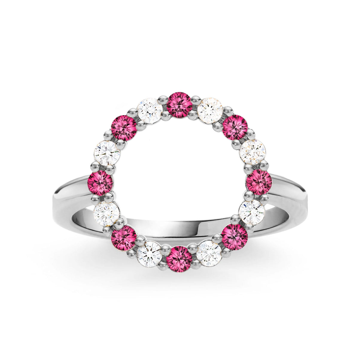 Rosecliff Circle Diamond & Ruby Ring in 14k Gold (July)