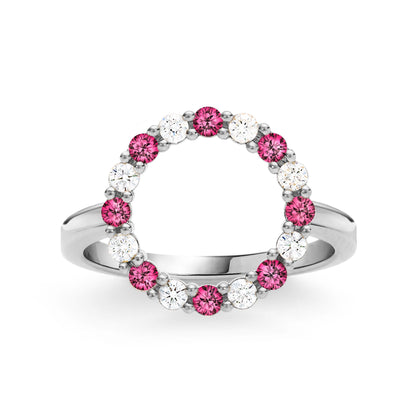 Rosecliff Circle Diamond & Ruby Ring in 14k Gold (July)