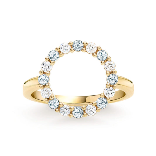 Rosecliff Circle Diamond & Aquamarine Ring in 14k Gold (March)