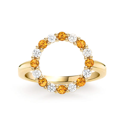 Rosecliff Circle Diamond & Citrine Ring in 14k Gold (November)