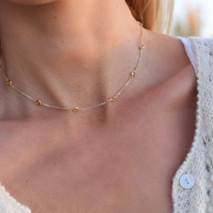 Bayberry 11 Citrine Necklace in 14k Gold (November)