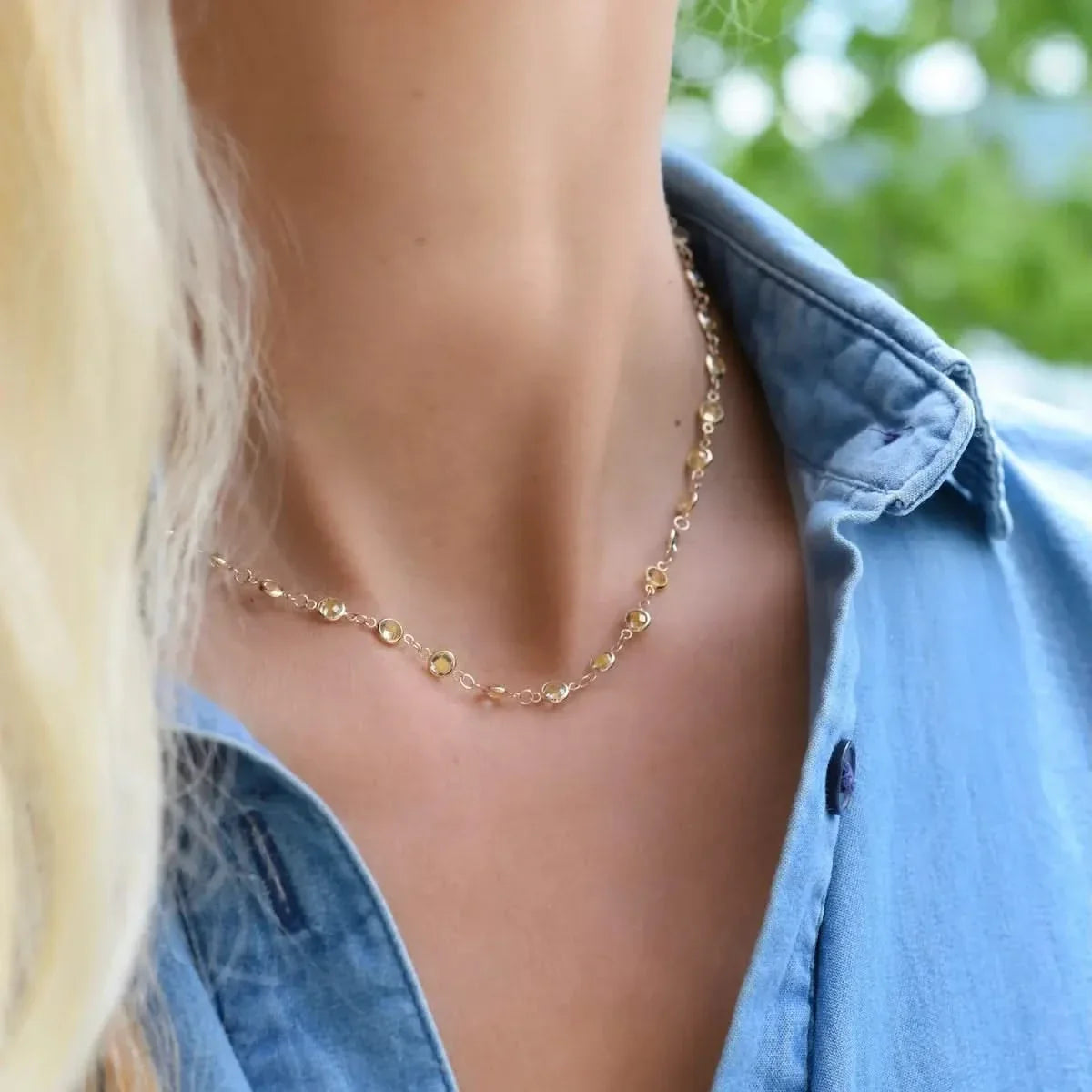 Newport Citrine Necklace in 14k Gold (November)