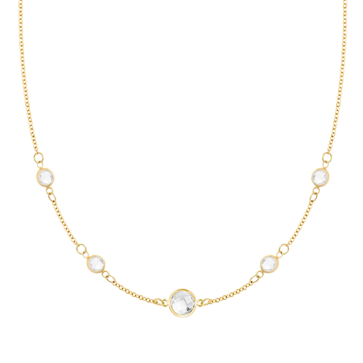 1 Grand & 4 Petite Birthstone Necklace in 14k Gold