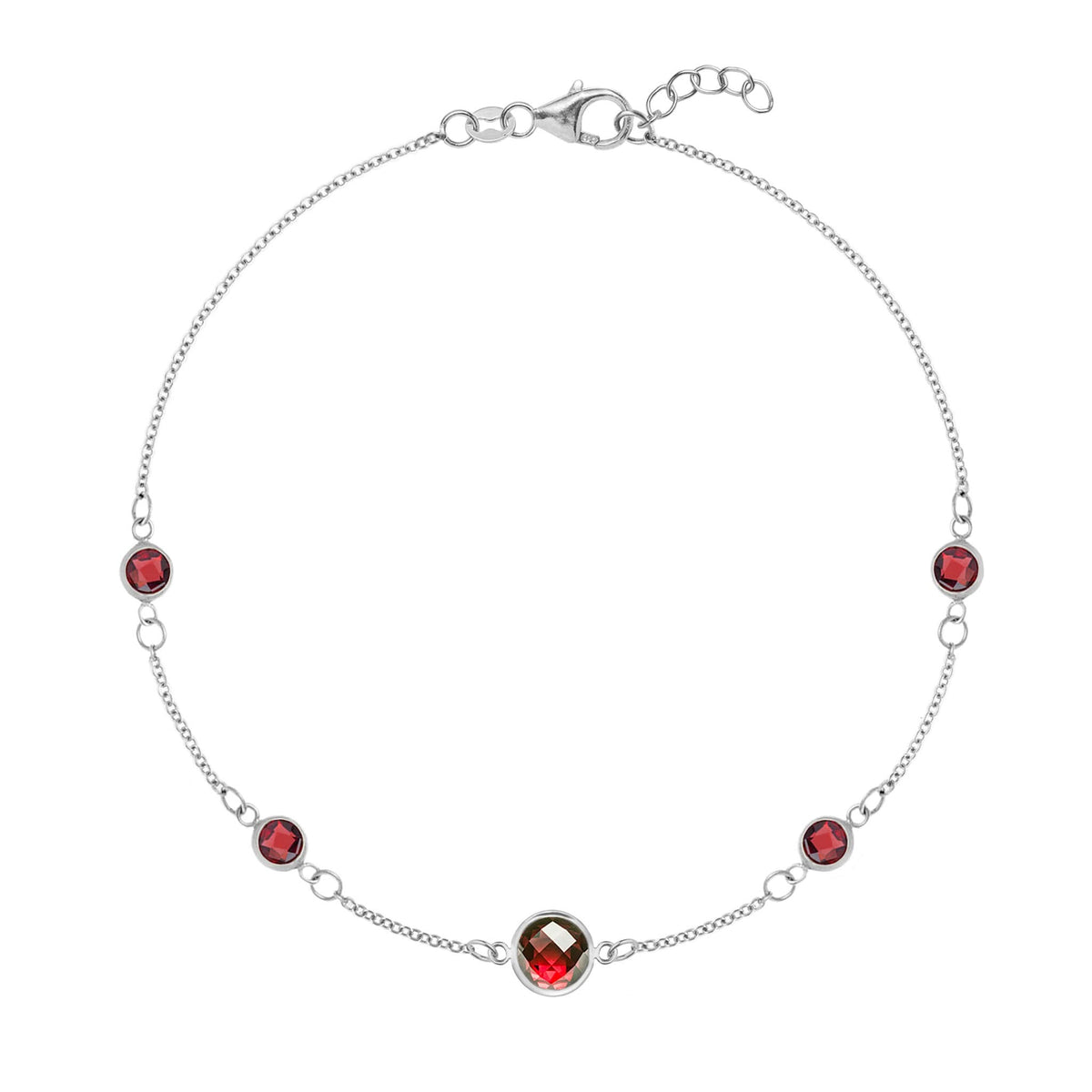 1 Grand & 4  Petite Garnet Bracelet in 14k Gold (January)