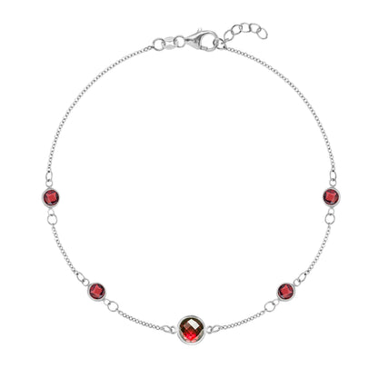 1 Grand & 4  Petite Garnet Bracelet in 14k Gold (January)
