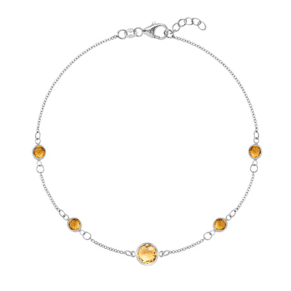 1 Grand & 4 Petite Citrine Bracelet in 14k Gold (November)
